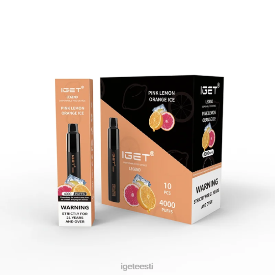 Discount IGET Vapes - legend 4000 pahvi D4V28321 roosa sidruni-apelsini jää