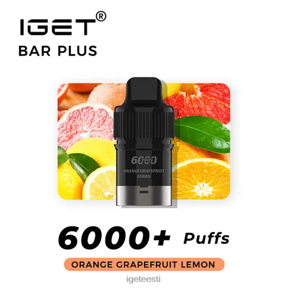 Discount IGET Vapes - baar pluss 6000 mahvi D4V28266 apelsini greibi sidrun
