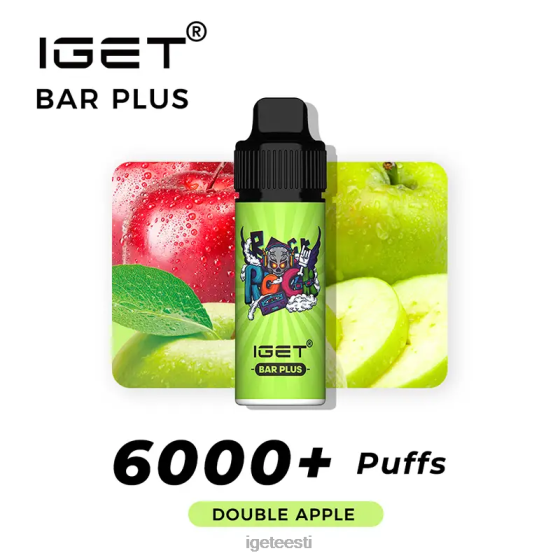 IGET Vape - nikotiinivaba bar pluss vape komplekt D4V28370 kahekordne õun