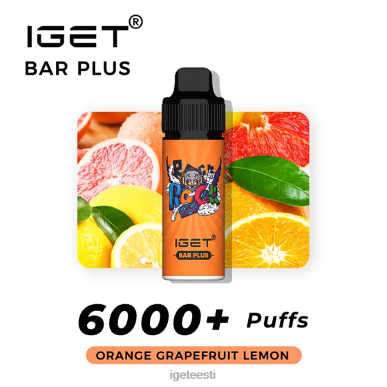 IGET Shop - nikotiinivaba bar pluss vape komplekt D4V28372 apelsini greibi sidrun