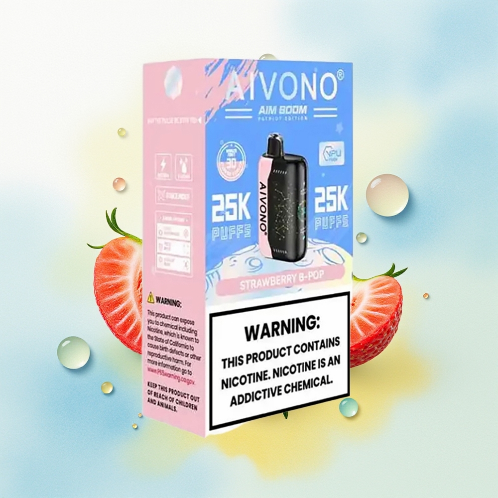 Aivono Aim Boom 25000 Puhangut 28ml Maasikas B Pop