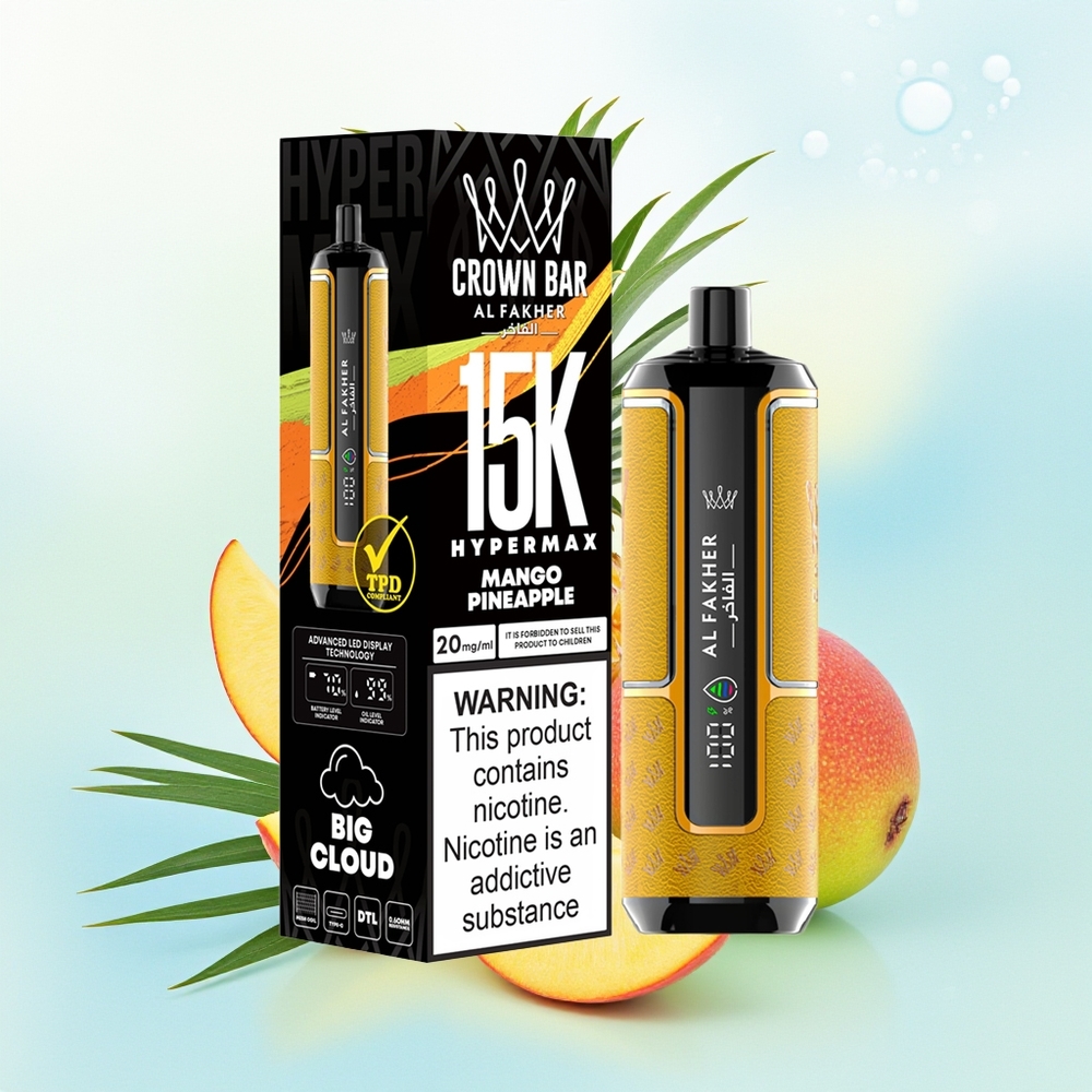 Al Fakher Crown Bar 15K Hüpermax Ühekordne Vape Komplekt Mango-Ananass