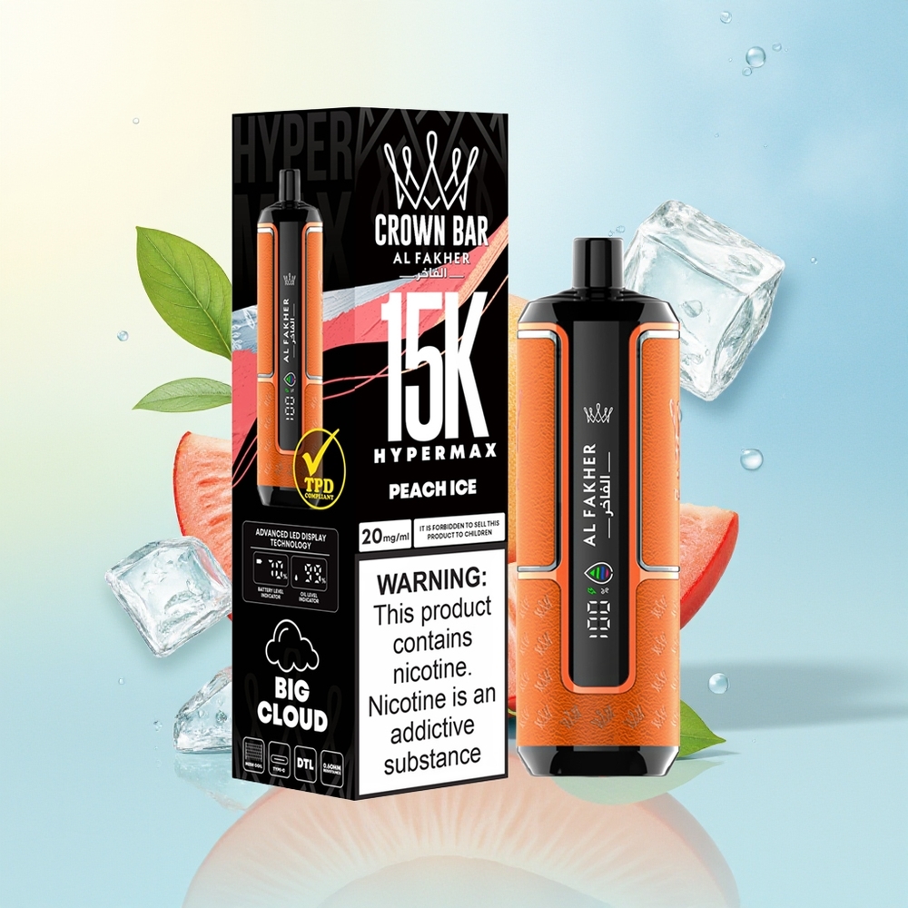 Al Fakher Crown Bar 15K Hypermax 22ml 600mAh Type-C Kompaktne Kergesti Kantav Virsik-Jää