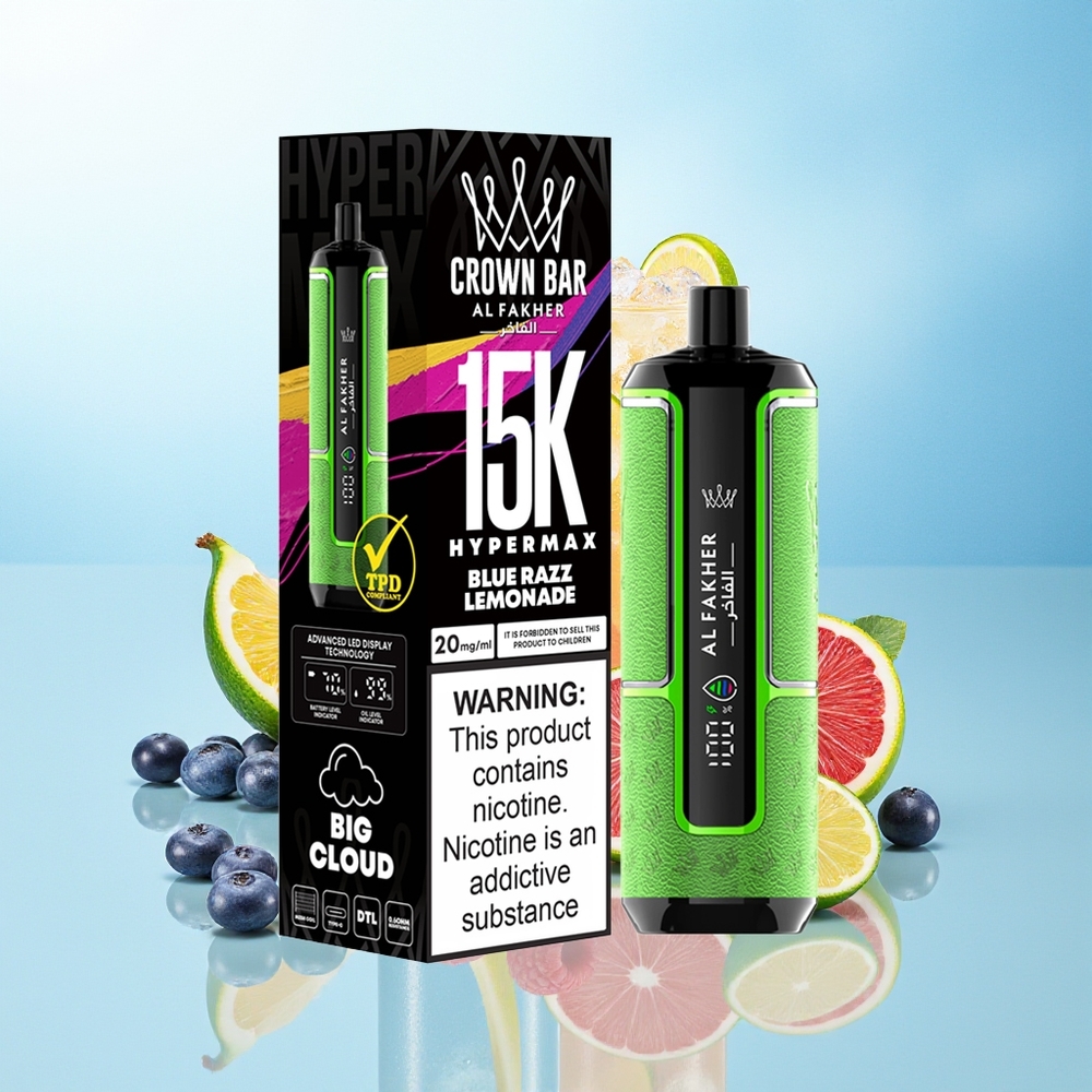 Al Fakher Crown Bar 15K Hypermax 22ml 600mAh Type-C Sinudesse Suitsetamine 6mg/ml Kompaktne Sinine Vaarikas Sidrunimahl