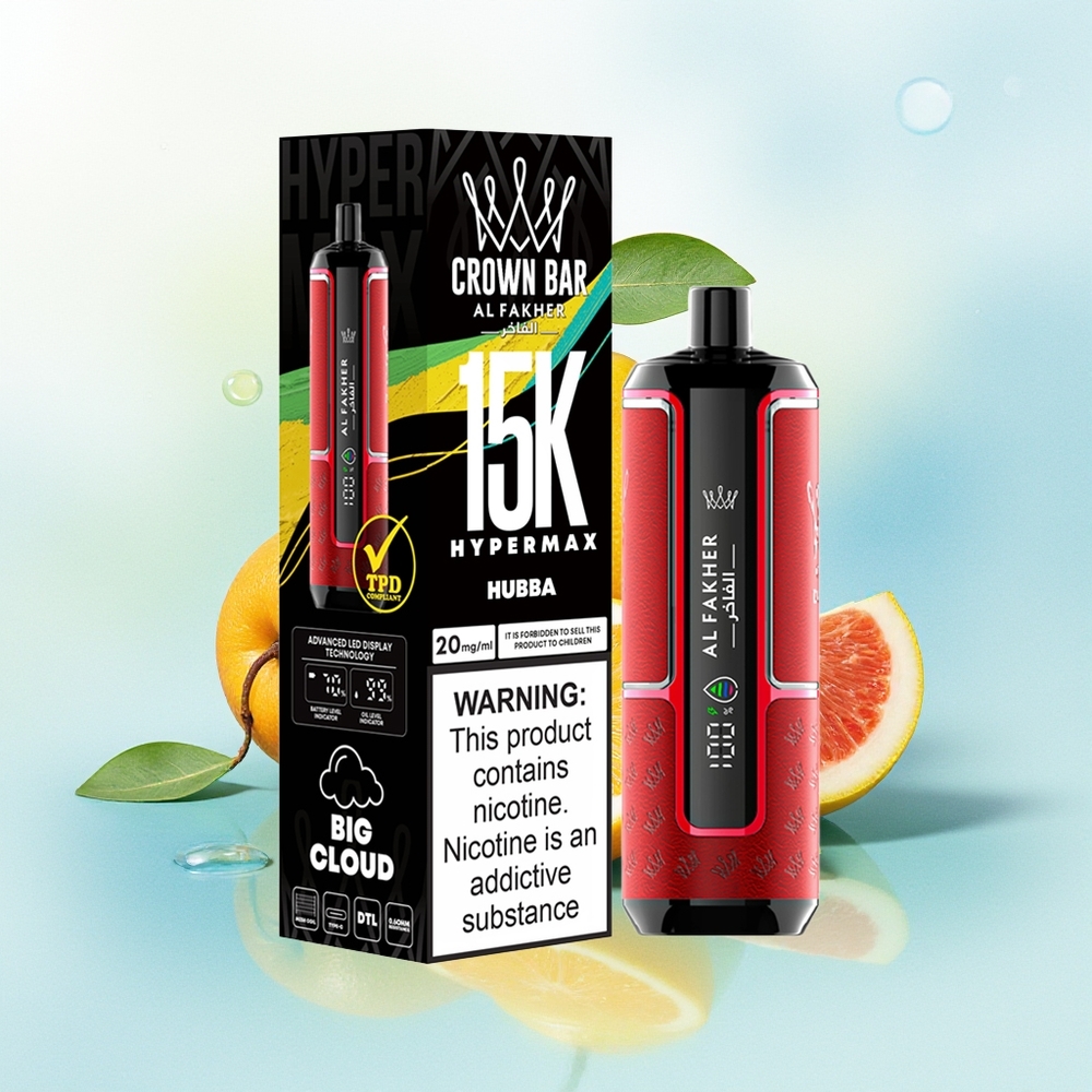 Al Fakher Crown Bar 15K Hypermax Kasutatav Vape Komplekt Hubba