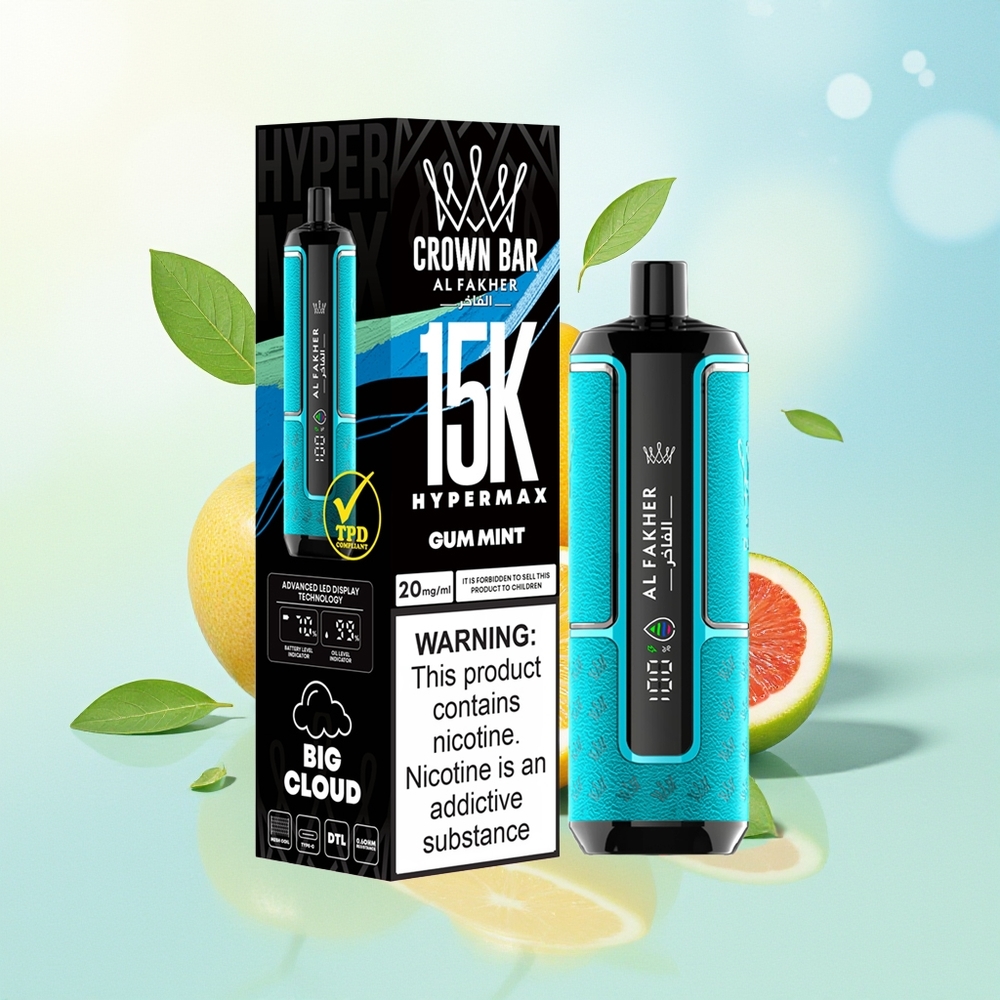 Al Fakher Crown Bar 15K Hypermax Ühekordne Vape Komplekt 22ml 600mAh Type-C Maitsega Närimisgummi-Mündi