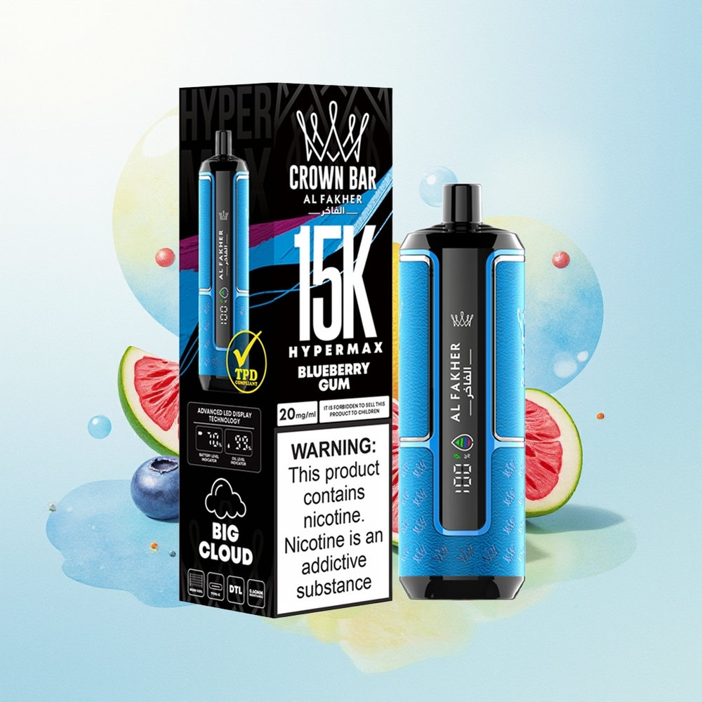 Al Fakher Crown Bar 15K Suur Suits Hypermax Ühekordne Vape Komplekt Ploomimahl Näts