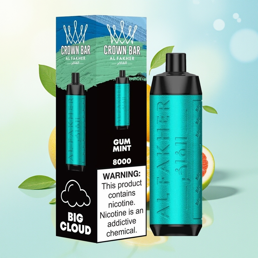 Al Fakher Crown Bar 8000 Suitsupõleti Crystal Käsi Käepidev 600mah 18ml 5mg 0.6 ohm Mullimint