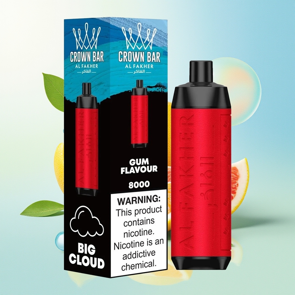 Al Fakher Crown Bar 8000 Suitsuv Crystal Ühekordne 18ml 5mg Nikotiini 600mah USB-C 0.6 ohm Mahlane Maitse