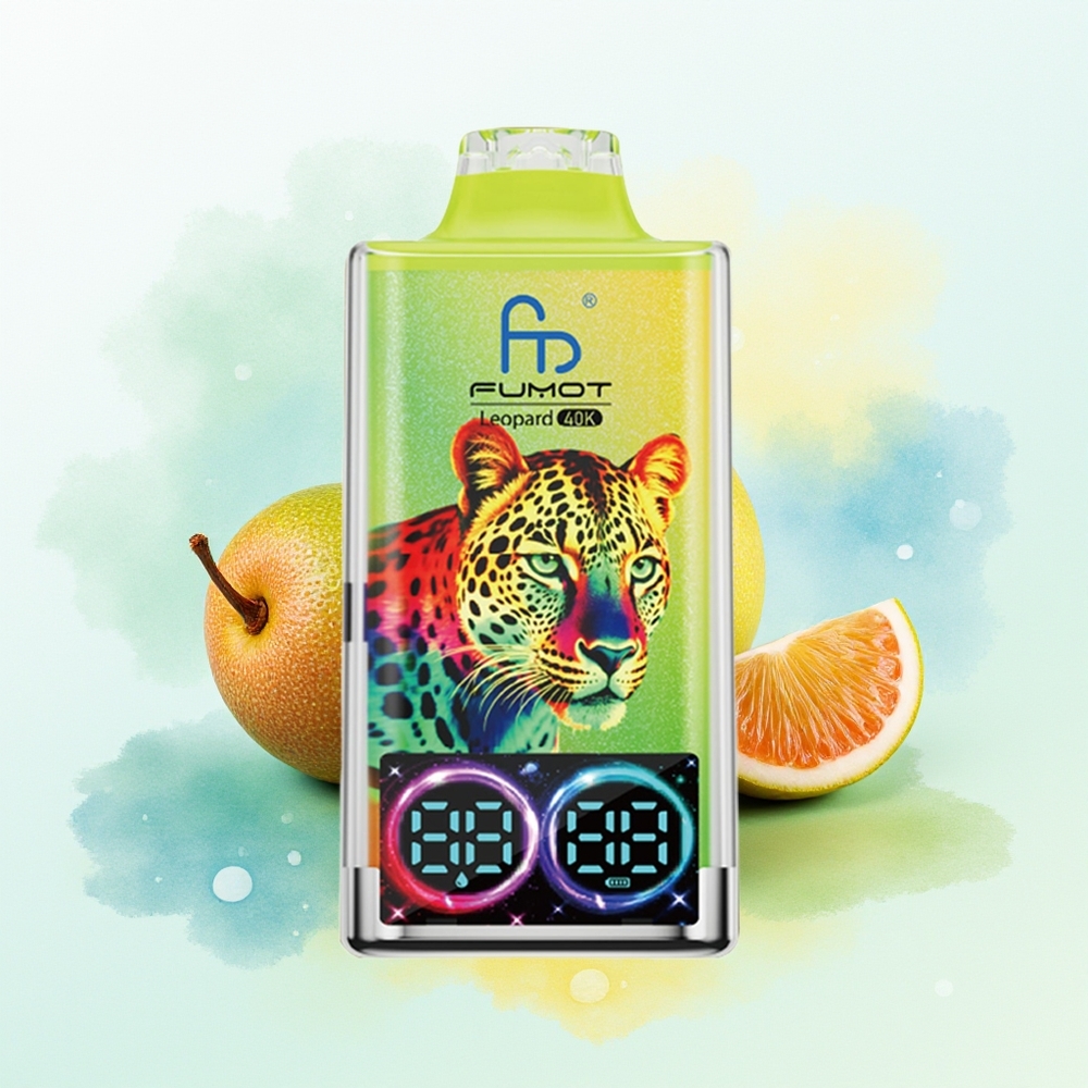 Fumot Leopard 40000 Puffs 0%/2%/3%/5% Nikotiin 700mAh Dual Mesh Type-C Laadimine Digitaalne Ýli Jõu Näit Kiivi-Maracuya-Guava