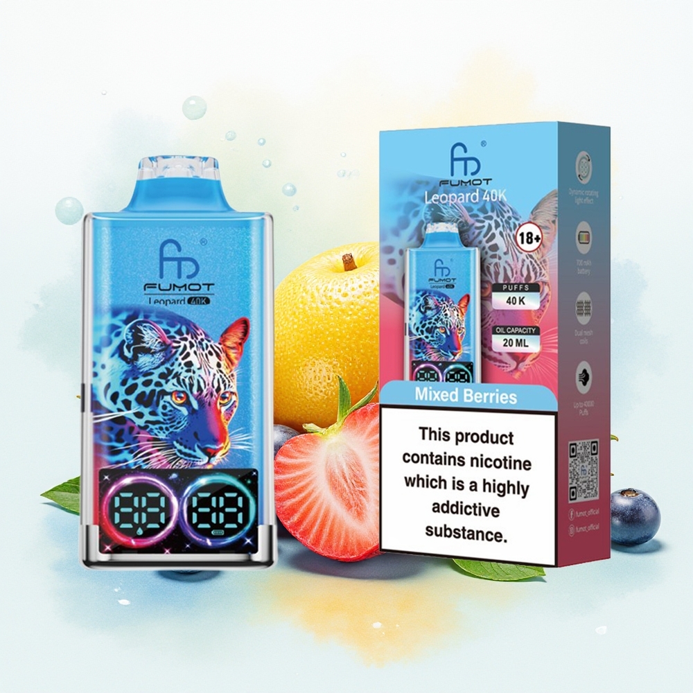 Fumot Leopard 40K Suud Dual Mesh 700mAh Type-C Digitaalne 0%/2%/3%/5% Nikotiin Segatud Marjad