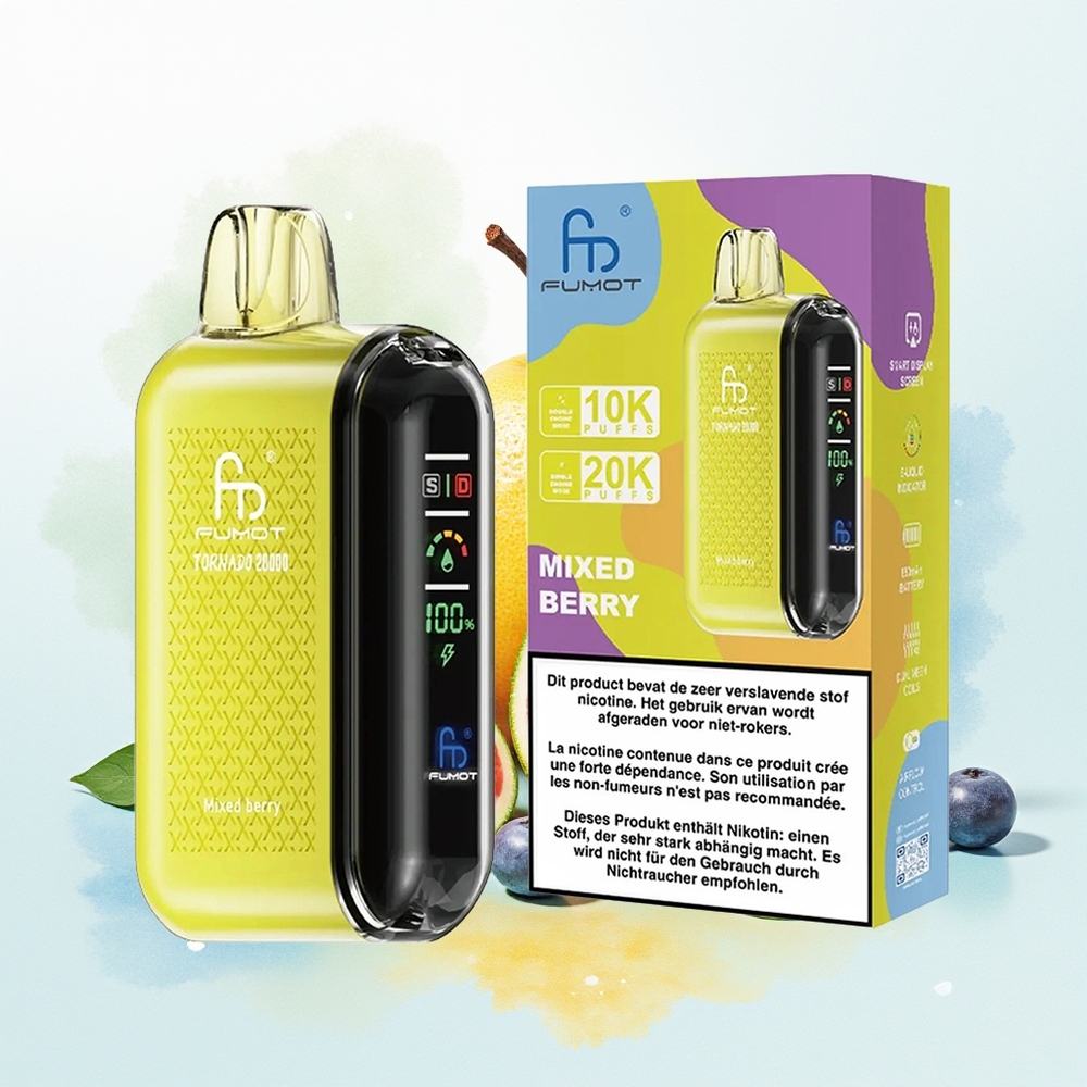 Fumot Tornado 20000 Puhangut Dual Mesh 20ml Taastlaaditav Õhuvool Juhtimine 2% Nikotiini Segatud Marjad