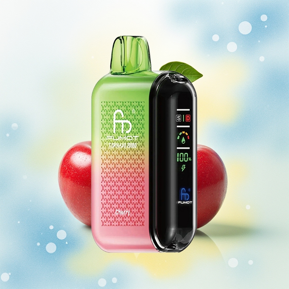 Fumot Tornado 20000 Puhangut Dual Mesh Coil 20ml 850mAh Tark Ekraan Õhuvooluregulatsioon 2% Nikotiin Kirss