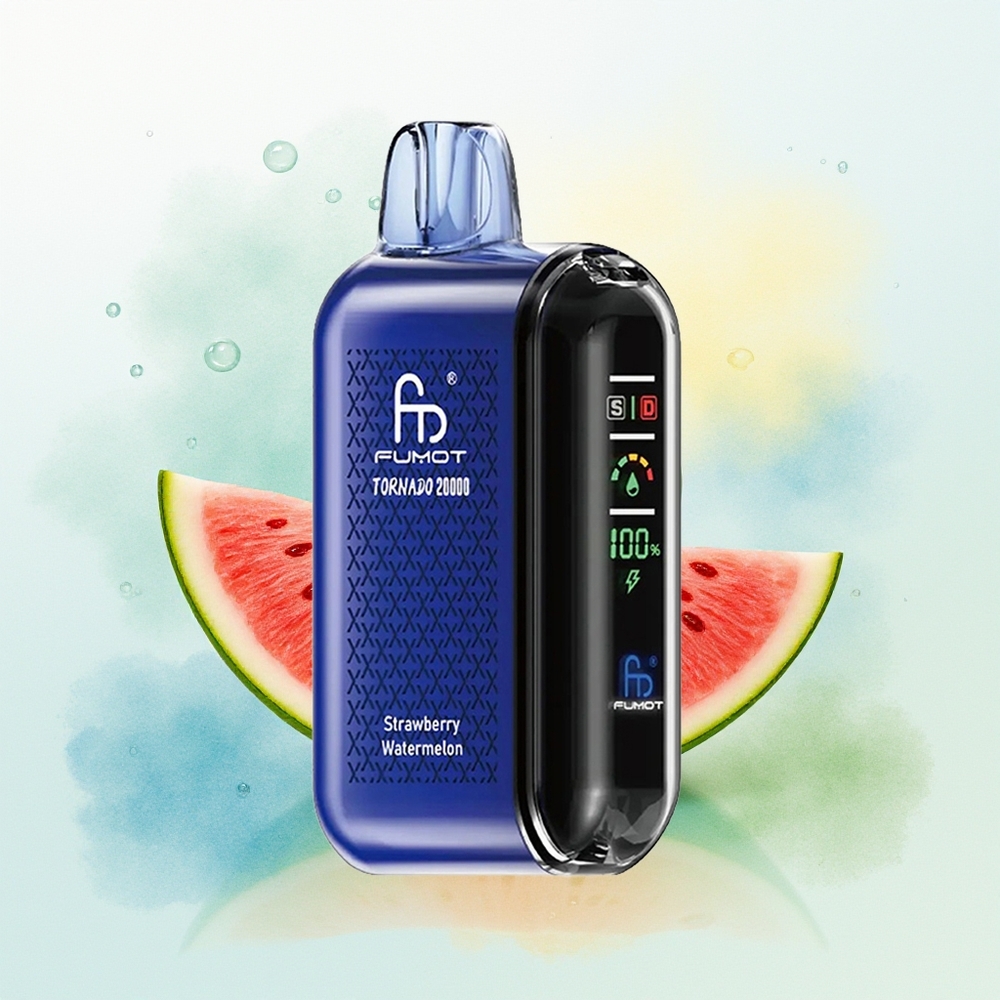 Fumot Tornado 20000 Puhangut Dual Mesh Coil 20ml Maht 850mAh Nutiseade Õhuvoolureguleerimine 2% Nikotiini Maasik-Arbuus