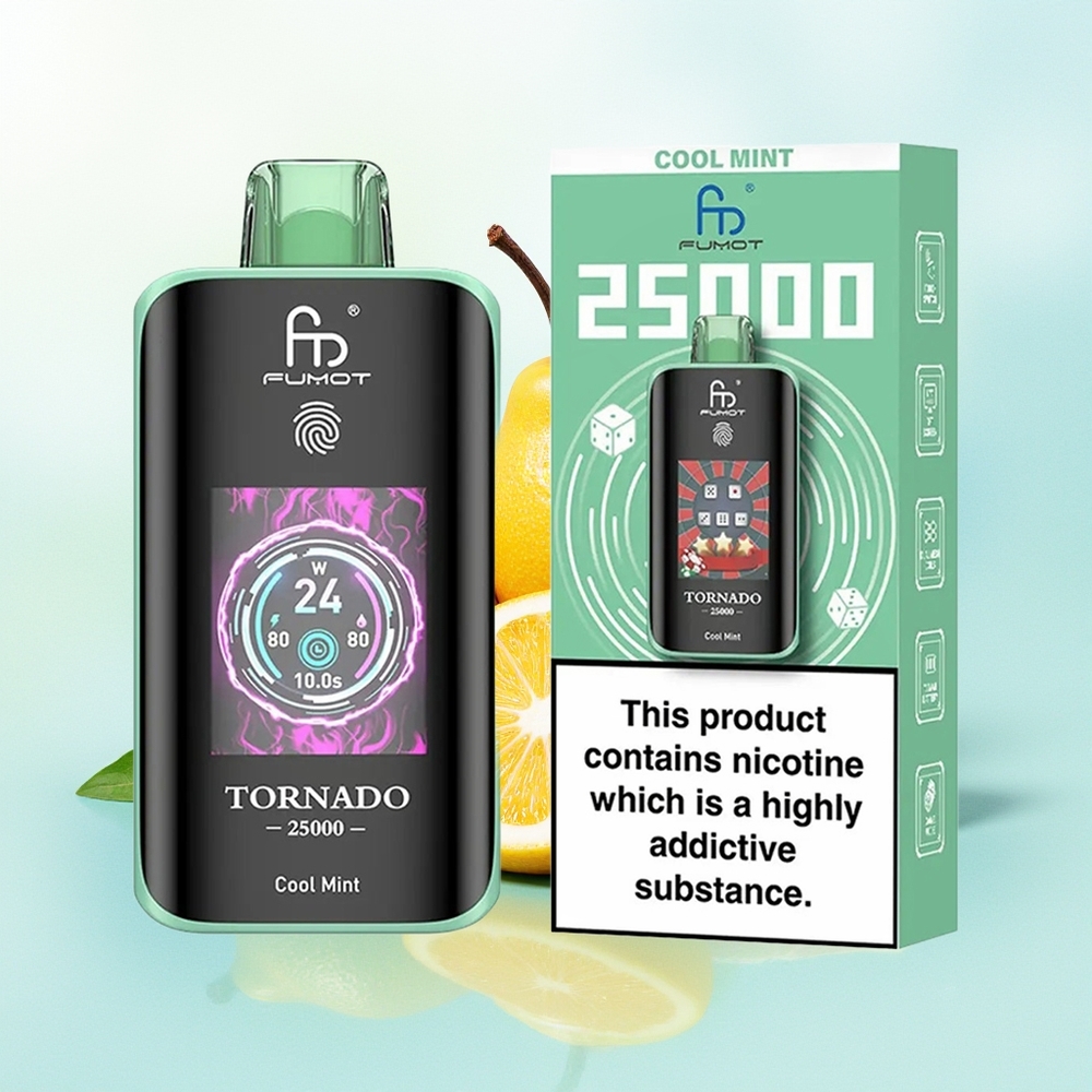 Fumot Tornado 25000 Puhu HD Ekraan 700mAh Akuga 20ml E-vedelikuga 0/2%/3%/5% Nikotiini Jahutusmint