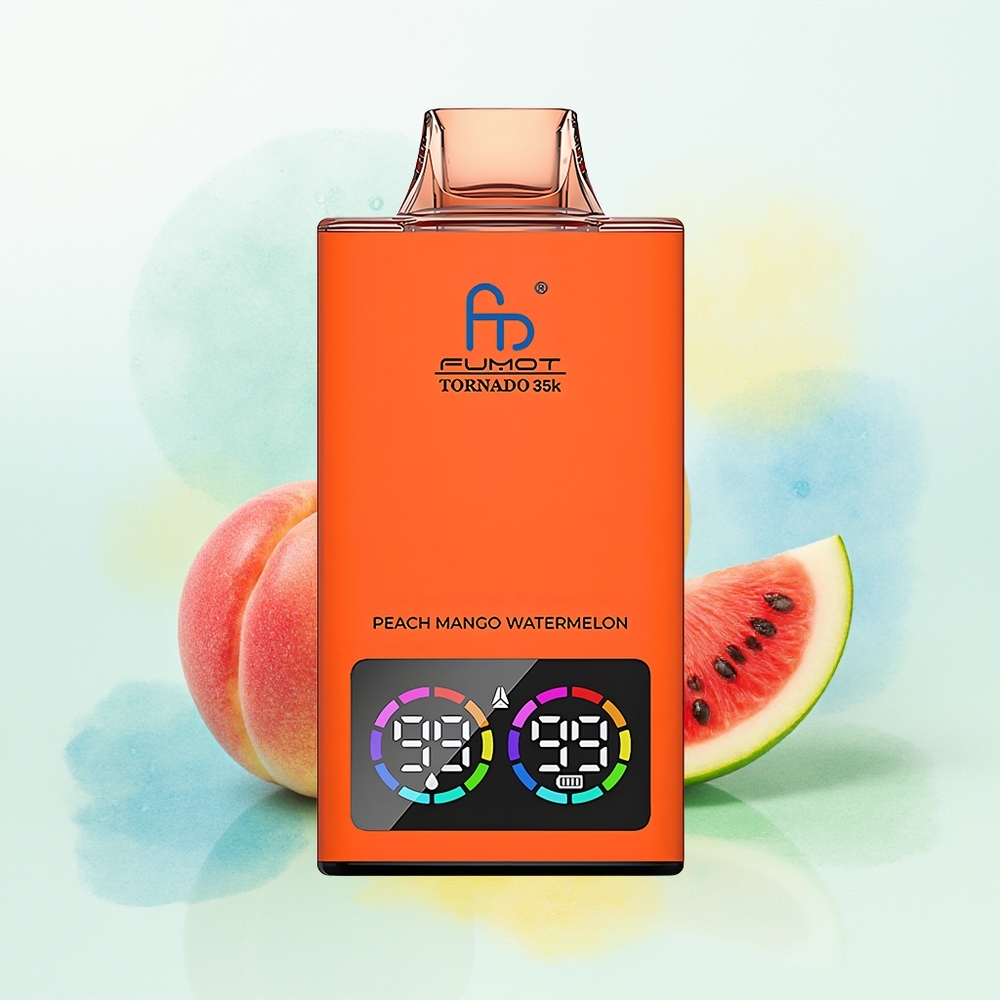 Fumot Tornado 35000 Sõlmikudest Kaksik E-vedeliku Näidik RGB 15ml USB-C Virsik Mango-Arbuus