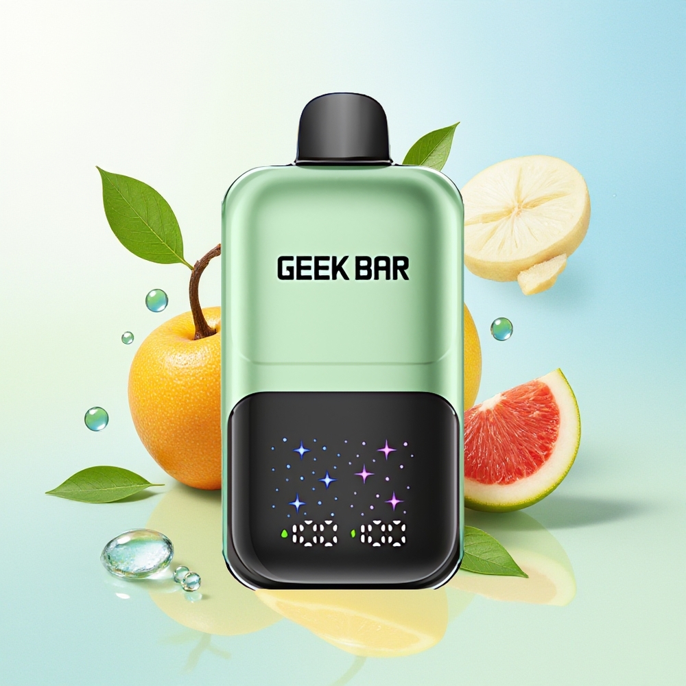 GEEK BAR 2GO 50000 Pahviku Interaktiivse Ekraani & 3-Tasemelise Maitsega Kahekordse Paagiga Laaditav E-Sigarett Hapukomm & Hapuviljad