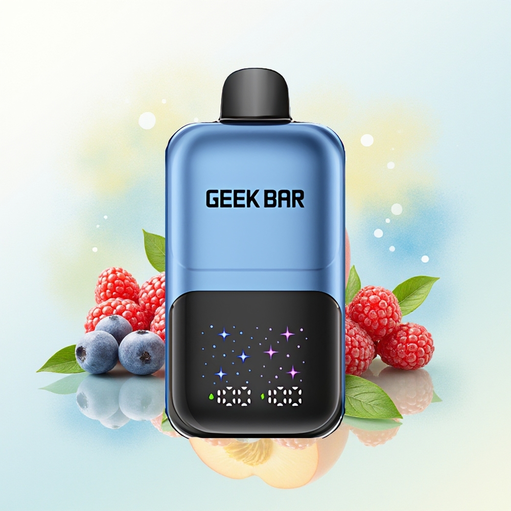 GEEK BAR 2GO 50000 Puhu Suur Ekraan 3-tasandiline Maitse/Külmus 20ml Mahuti Virsik & Marjad
