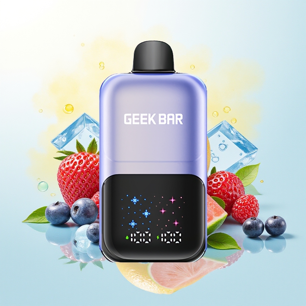 GEEK BAR 2GO 50000 SÜGAMIST INTERAKTIIVNE EKRAAN 3-TASEMELINE KOHUSTUSVABA VAPE-PASTAKAS SEGATUD MARJAD JA JÄÄ