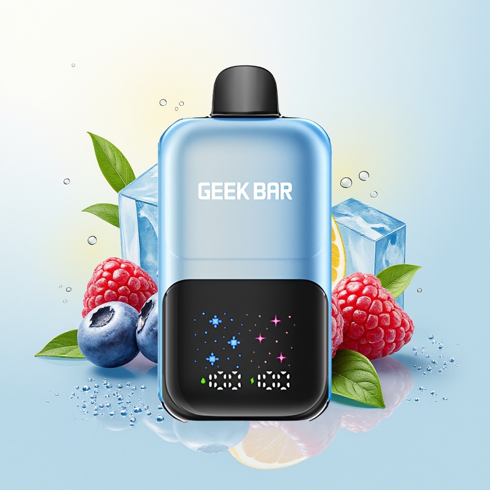 GEEK BAR 2GO 50000 Tõmmet Interaktiivne Suur Ekraan 3-tasandiline Kohustus 20mL Mahuti Mustikas Vaarikas Jää