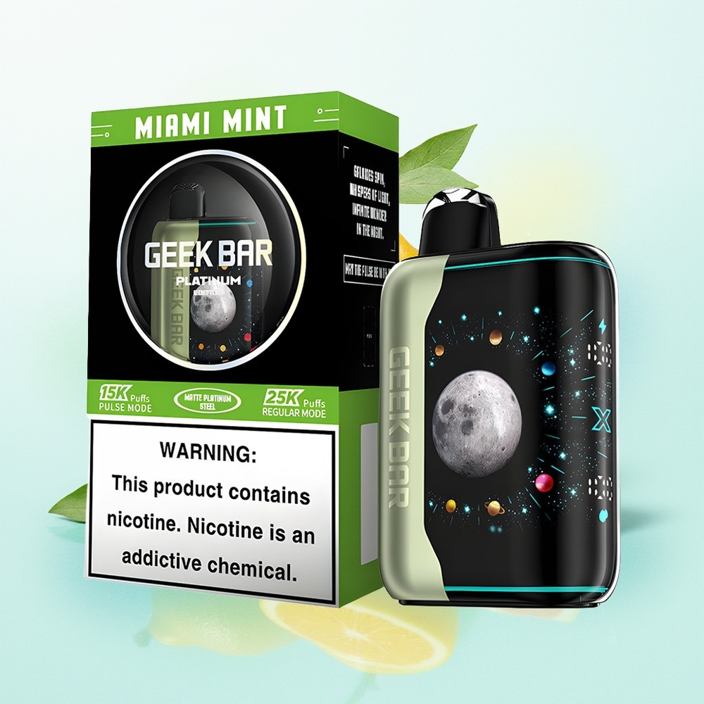 GEEK BAR Platinum Edition 25000 Suud Müraja Ühendus Miami Münt