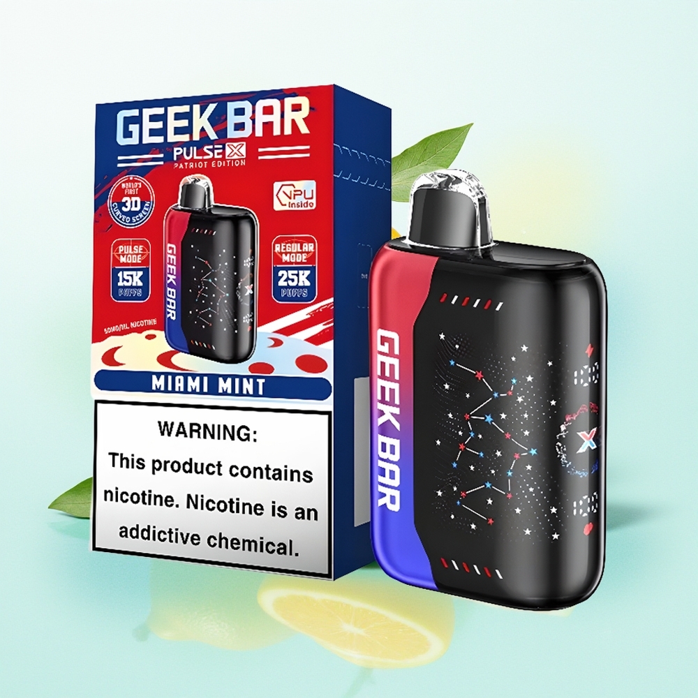 GEEK BAR Pulse X 25000 Pihu Korrapärane Režiim 15000 Pihu Pulse Režiim 18mL E-vedelik 3D Kõver Ekraan USB Type-C