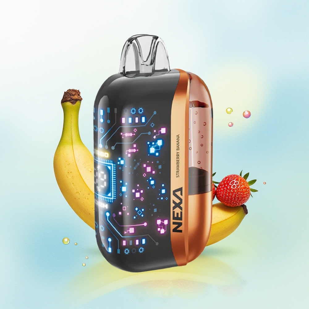 NEXA Ultra 50000 Puhangut 20ml 800mah 5% Nikotiini 0.9ohm Dual Mesh Ekraaniga Maasikas-Banaan