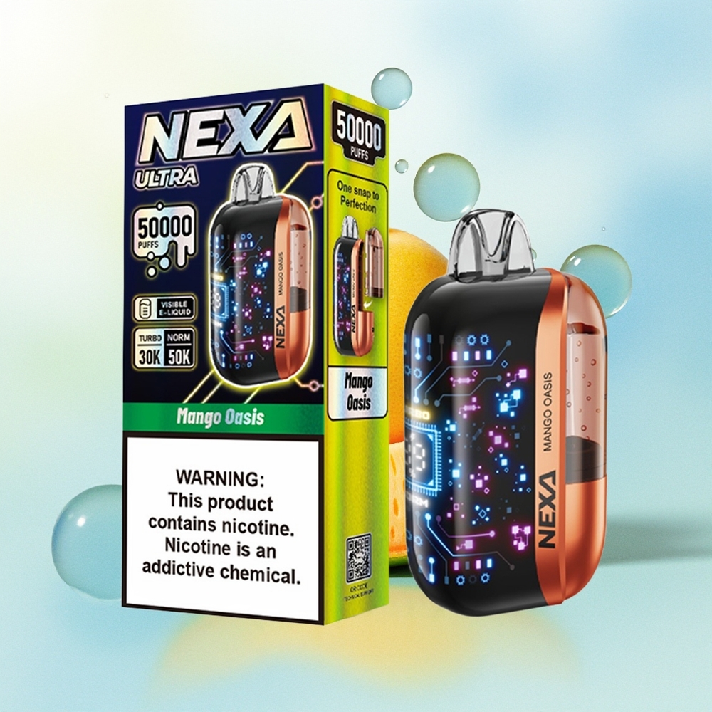 NEXA Ultra 50000 Suts 20ml 800mah 5% Nikotiin 0.9ohm Dual Mesh 3d Ekraan Type-c Laadimine Mango Oaas