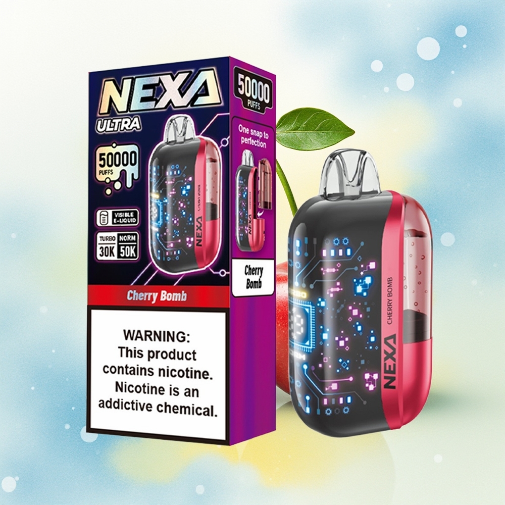 NEXA Ultra 50000 Suu 20ml 800mah 5% 0.9ohm Dual Mesh 3d Kõver Ekraan Type-c Kirss Bomp