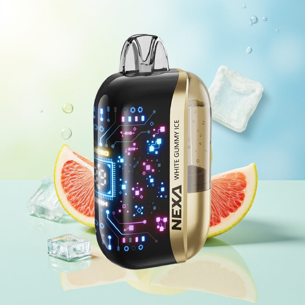NEXA Ultra 50000 Suu 20ml 800mah 5% Nikotiini 0.9ohm Dual Mesh 3d Ekraan Type-C Valge Gummy Jää