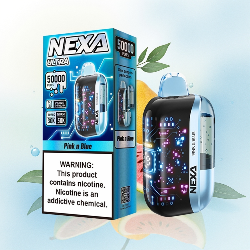 NEXA Ultra 50000 Suud 20ml 800mah 5% 0.9ohm 3d Ekraan Type-C Roosa ja Sinine