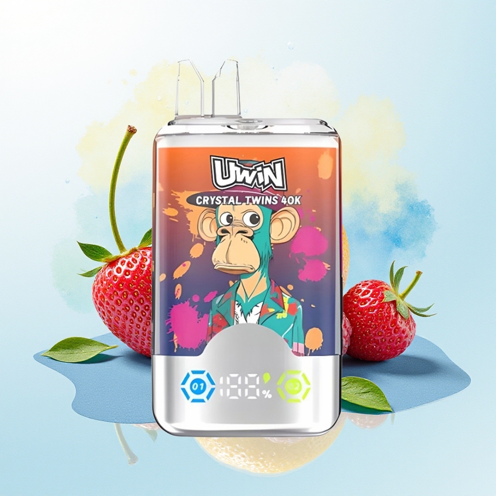 UWIN Crystal Twins 40000 Suud Kahe Maitsega 32ml Vaheribad Maasikad Kirsid Mr Sinine