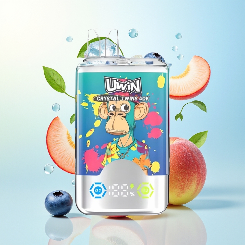 UWIN Crystal Twins 40000 Suutmist Kahe Maitsega Laaditav 850mAh Sinised Marjad Jää Peekri Jää