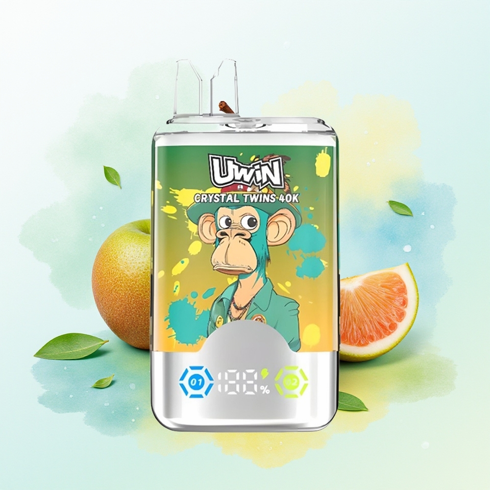 UWIN Crystal Twins 40000 Suutmist Taaskasutatav 0 6 Ohm Mesh 850mAh Tüüp-C 32ml Kivi-Marakuvi-Guava Kaks Õuna