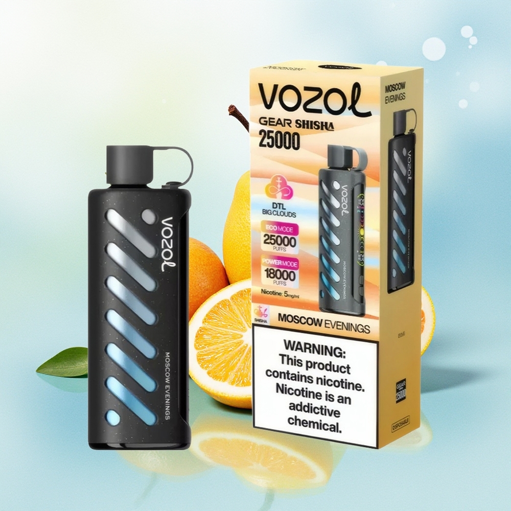 VOZOL Gear Shisha 25000 Suud S.i.L.C Tehnoloogia Topeltvõrk 1000mAh 5mg/ml Moskva Õhtud